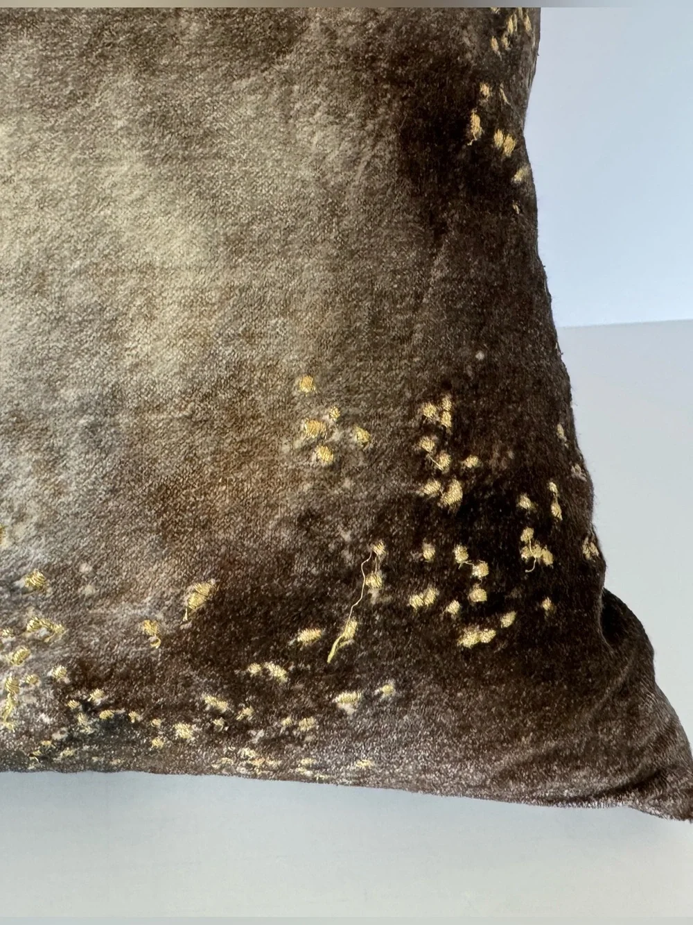 MICHAEL ARAM gray gold velvet metallic DECORATIVE PILLOW